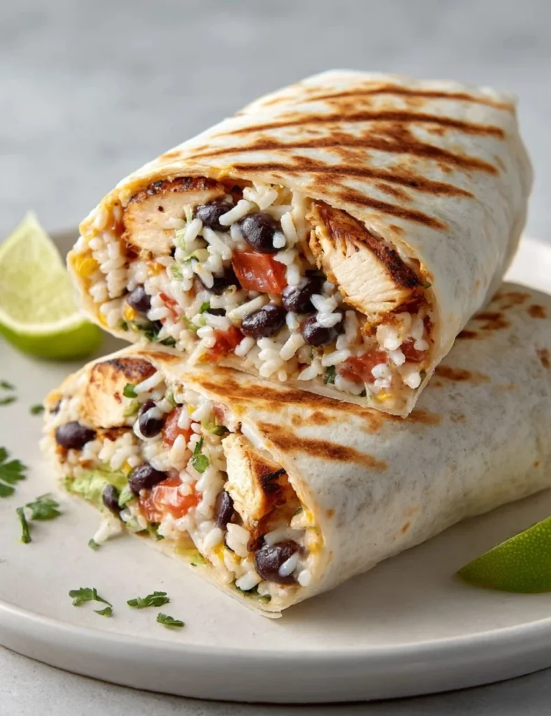 Spicy Chipotle Ranch Grilled Chicken Burrito with fresh ingredients and vibrant colors
