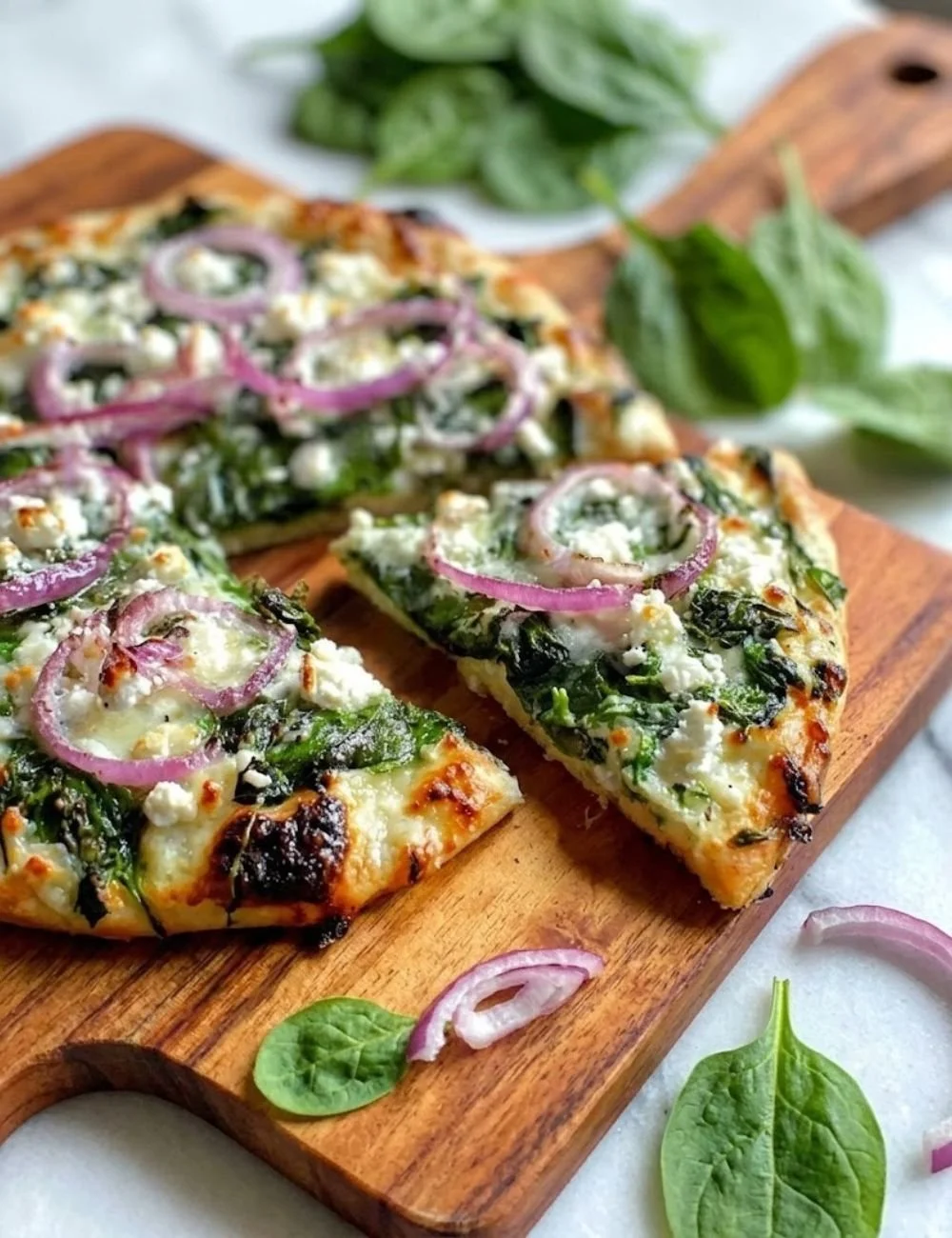 Spinach and Feta Flatbread Pizza