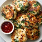 Delicious Spinach Mozzarella Chicken Cakes served on a plate