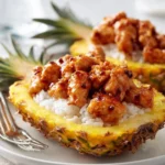 Sticky Chicken Pineapple Boats