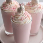 Strawberry Bunny Milkshake topped with a cute bunny decoration