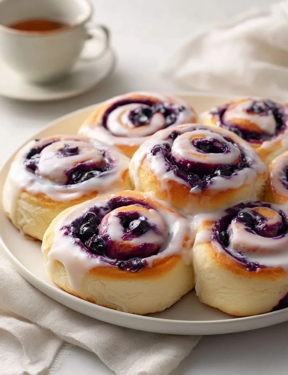 Tangy Sourdough Blueberry Cinnamon Rolls