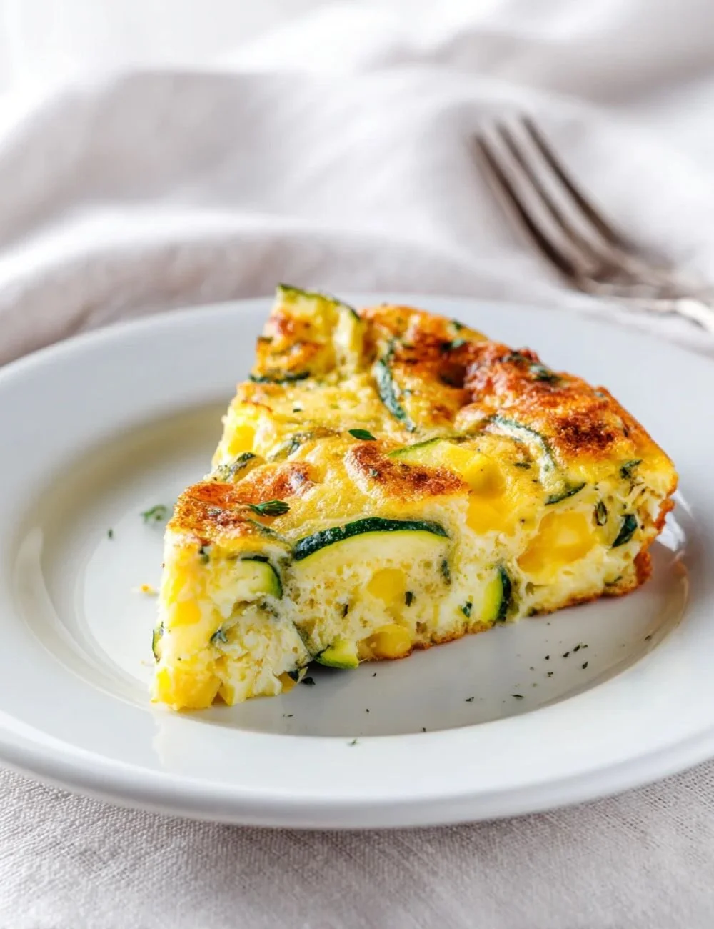 Delicious Zucchini Frittata baked with fresh vegetables and herbs.