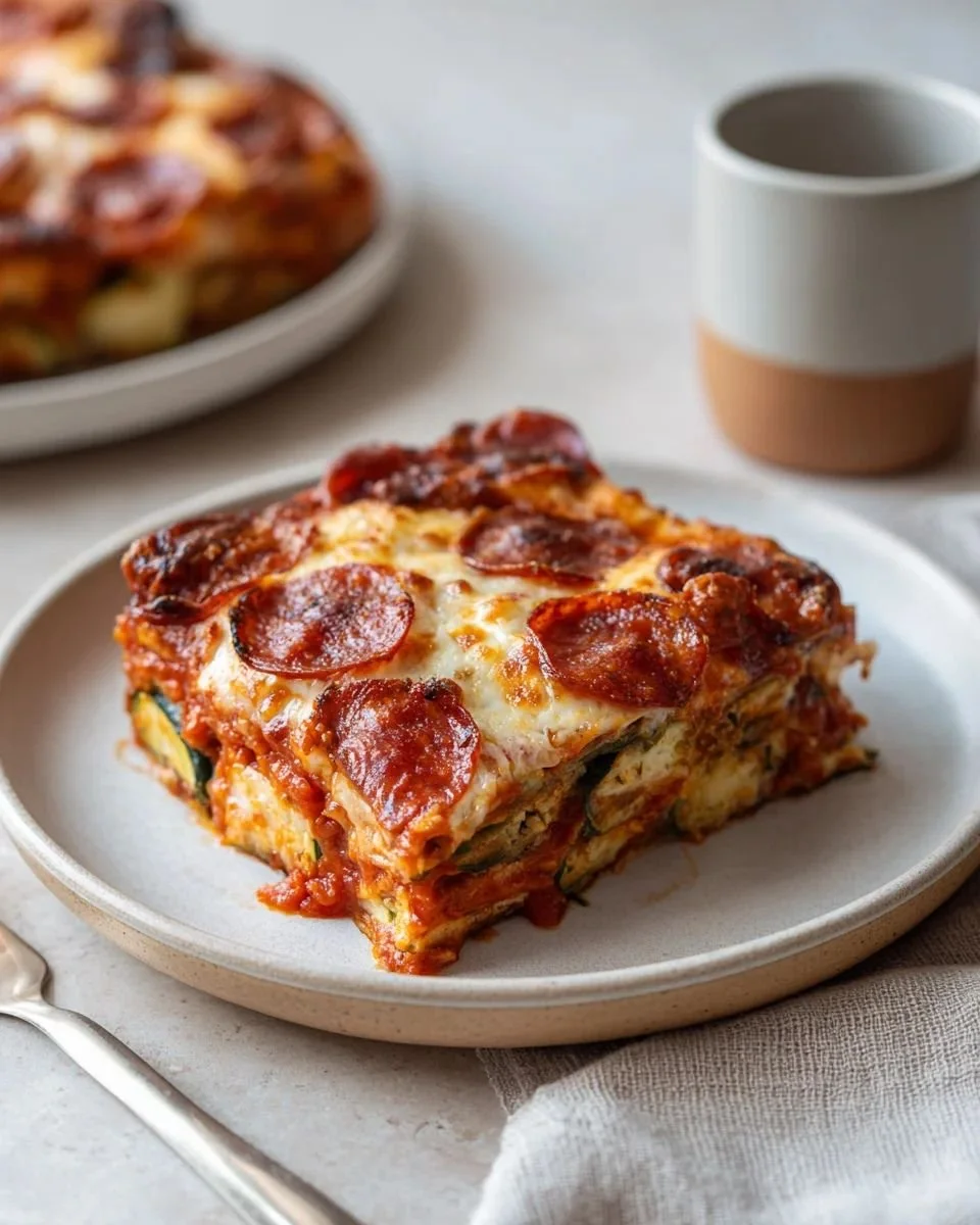 Beef Pepperoni Zucchini Pizza Casserole