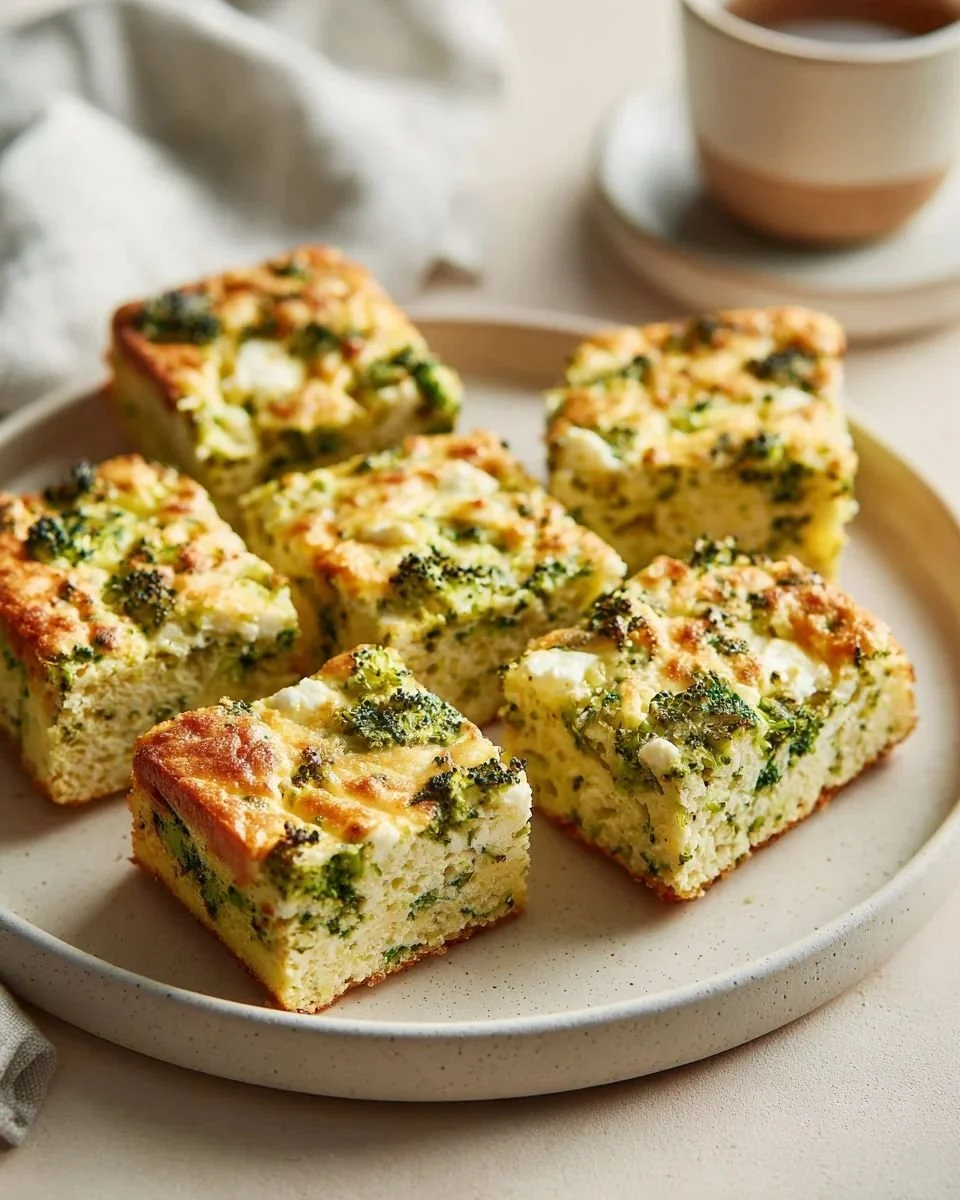 Delicious Broccoli and Feta Brownies freshly baked for a healthy dessert option.