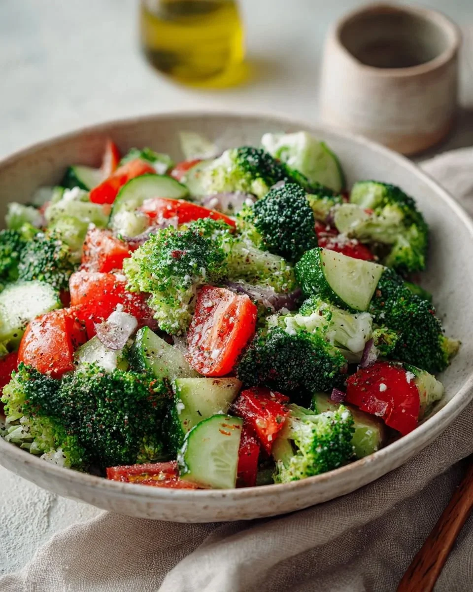 Broccoli Cucumber and Tomato Salad
