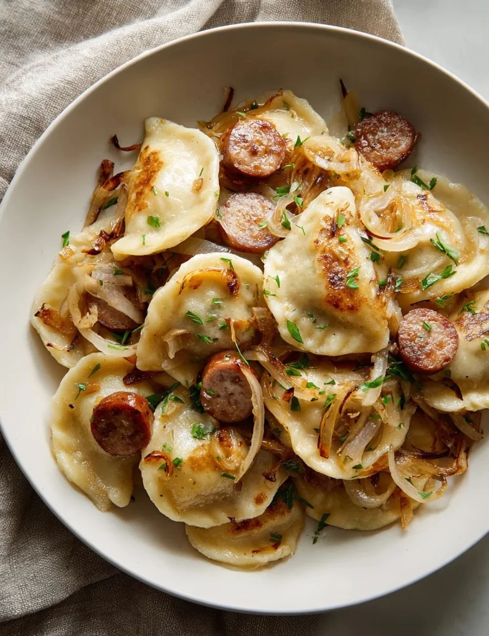 Classic Perogies and Sausage Skillet
