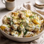 Creamy Greek Yogurt Caesar Potato Salad in a serving bowl