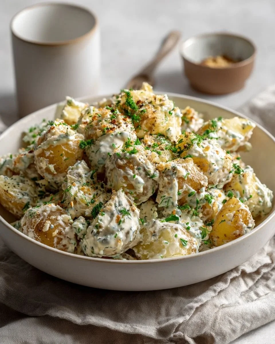 Creamy Greek Yogurt Caesar Potato Salad