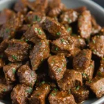 Delicious Crockpot steak bites served on a platter