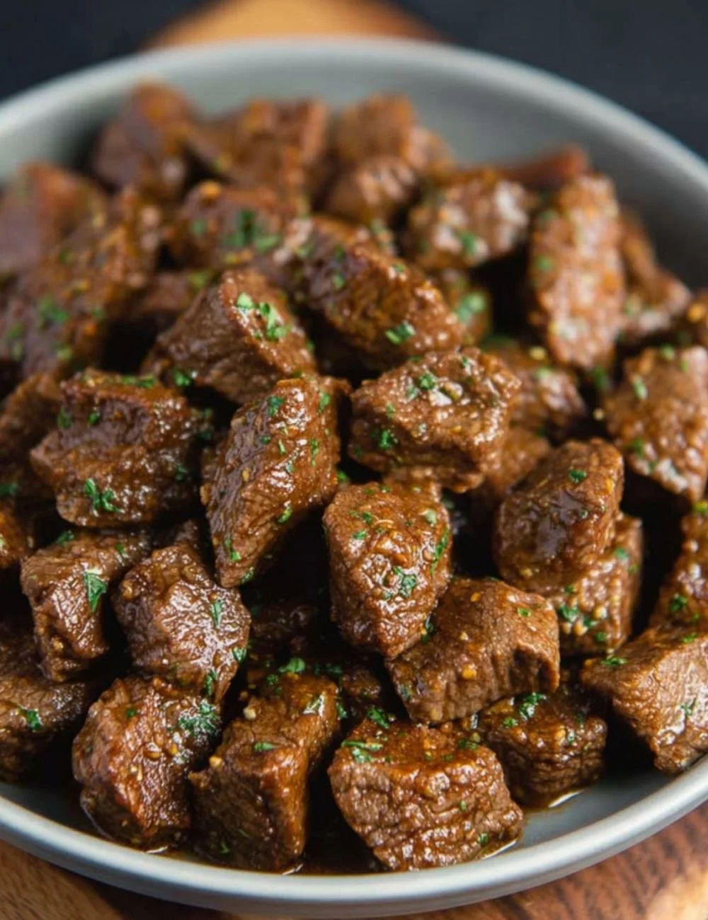 Delicious Crockpot steak bites served on a platter