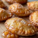Golden brown fried apple pies with crispy crust and apple filling
