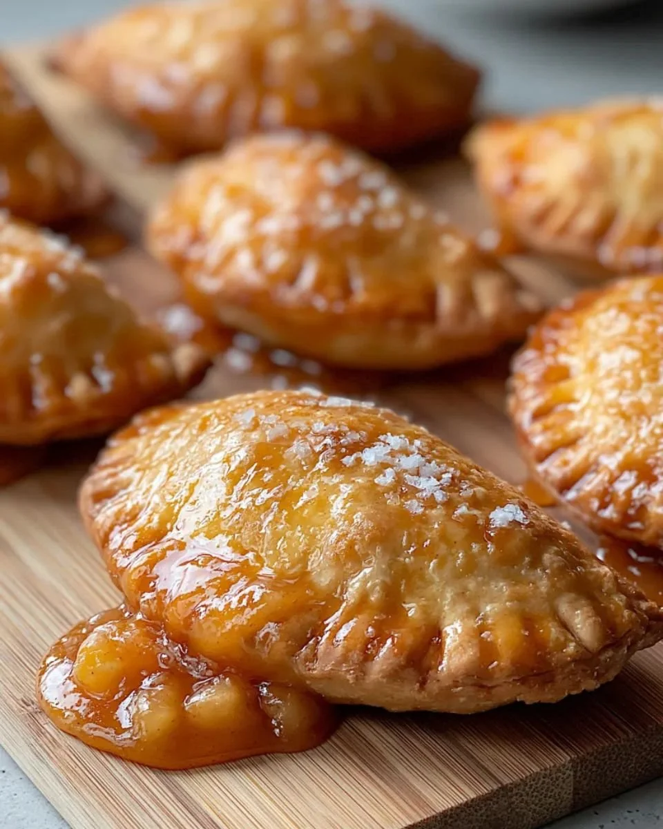 Golden brown fried apple pies with crispy crust and apple filling