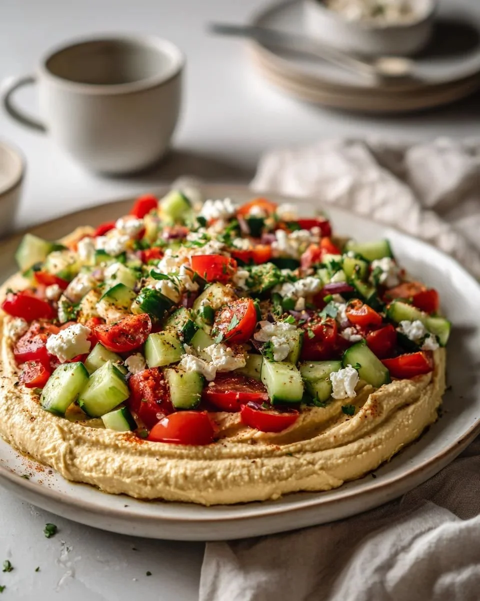 Irresistible Greek Salad Hummus Board