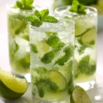 Refreshing Key Lime Mojitos cocktail with mint and lime.