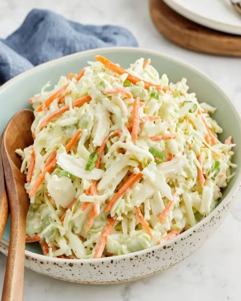 Bowl of KFC Coleslaw featuring fresh cabbage and carrots in creamy dressing