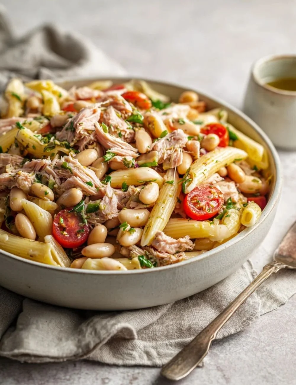 Mediterranean Pasta Salad with Tuna and Beans