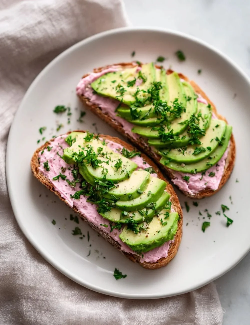 Minute Pink Hummus Avocado Toast