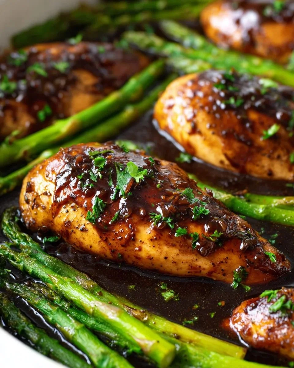 One Pan Balsamic Chicken and Asparagus