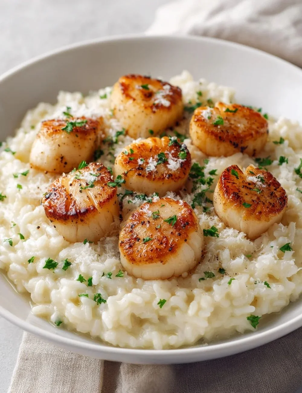 Pan Seared Scallops With Risotto