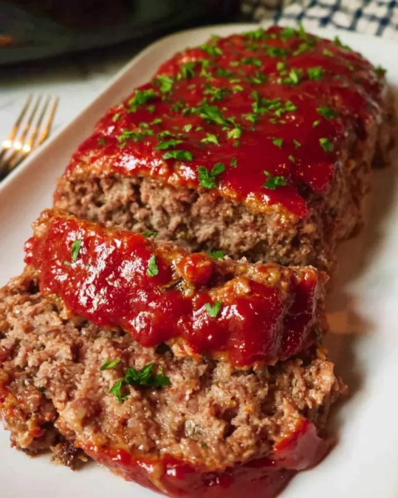 Delicious simple crock pot meatloaf served with sides