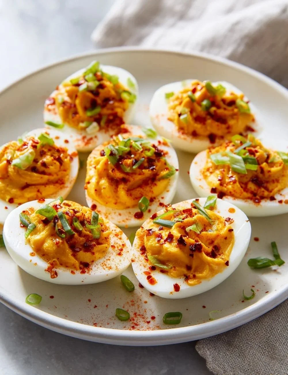 Spicy Gochujang Deviled Eggs