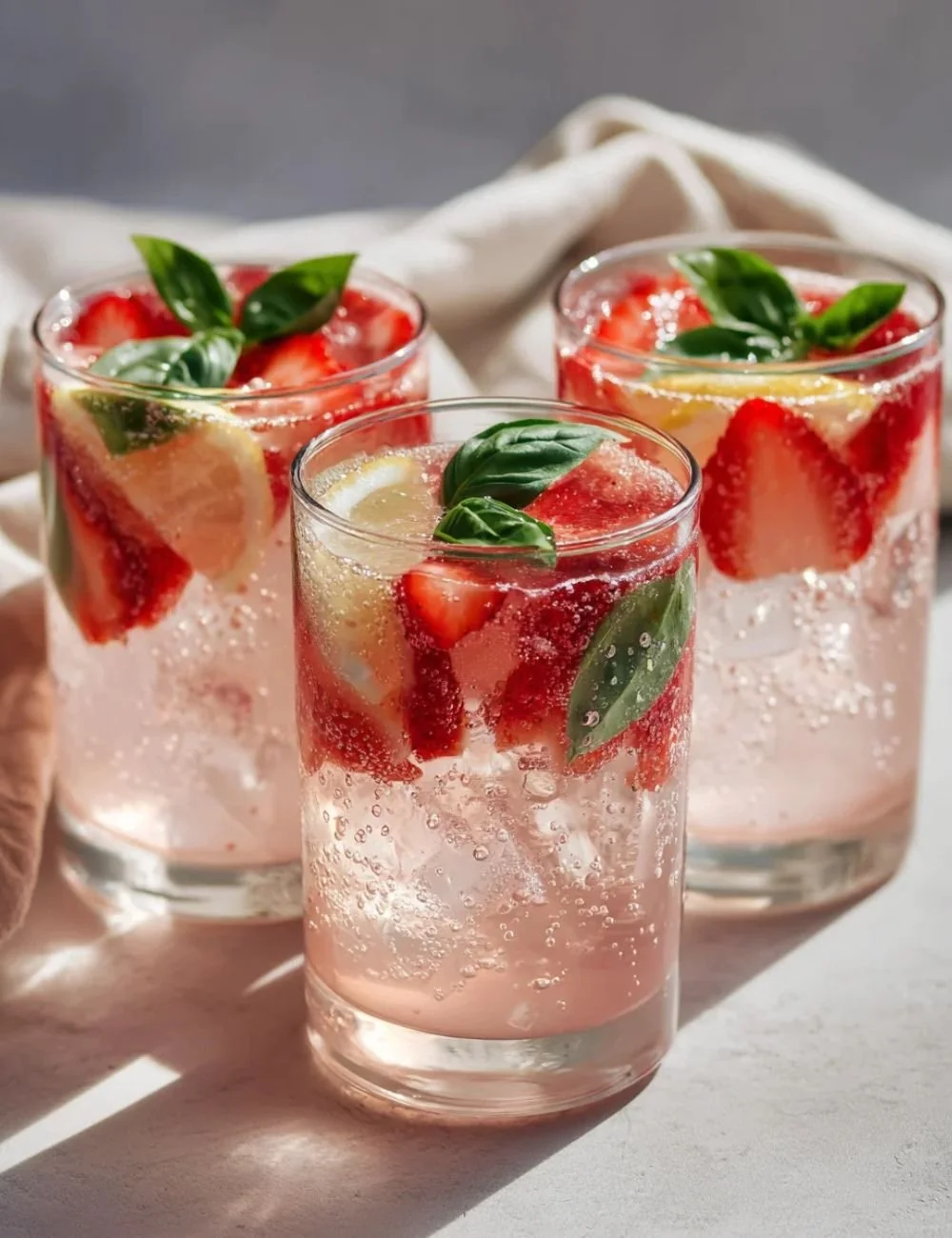 Strawberry Lemonade Basil Spritz
