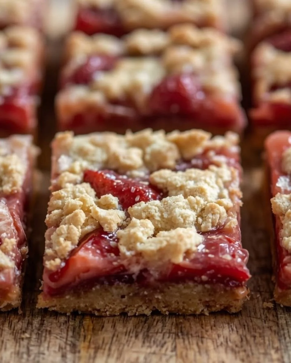 Delicious Strawberry Shortcake Streusel Bars with fresh strawberries and streusel topping.