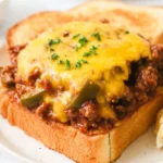 Texas Toast Sloppy Joes served on a plate, showcasing a hearty and delicious meal.
