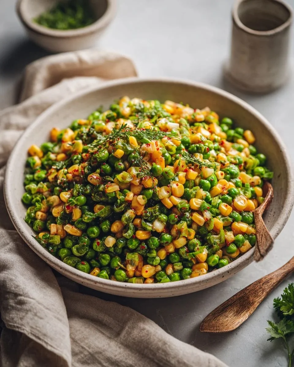 Zesty Spicy Corn and Pea Salad