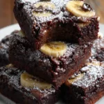 Delicious homemade banana brownies topped with chocolate chips